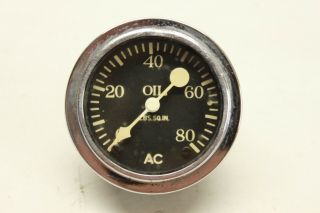 Vintage Car Truck Ac Crescent Needle Oil Pressure Gauge 0 - 80 Psi Gm Aaca Scta
