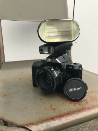 Vintage Nikon FM2,  Nikon F401 slr camera flash 35mm film sigma lens metz 5