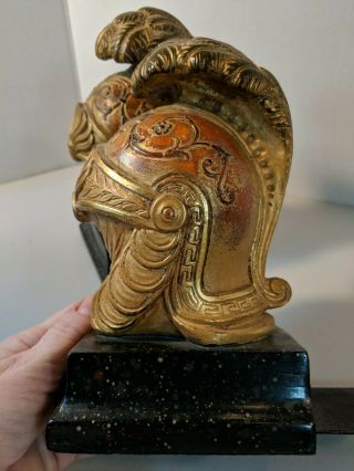 CLASSIC Vintage Roman Helmet Bookends Made In Italy By Borghese EXC 3