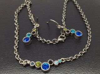 Vintage Patricia Locke Signed Rhinestone Necklace & Earrings Set