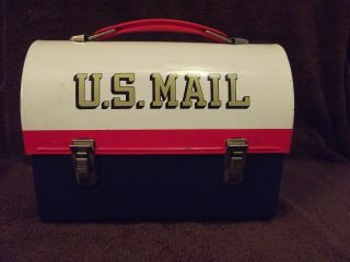 Vintage 60 ' s Aladdin Mr.  Zip U.  S.  Mail / Mail Box Dome Metal Lunch Box & Thermos 2