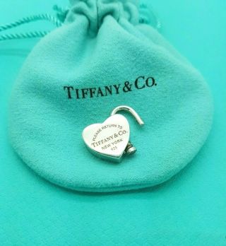 Return To Tiffany & Co Sterling Silver Heart Lock Padlock Charm Pendant Rare