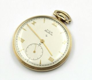 Vintage Elgin Deluxe Mechanical 542/5 Open Face 17j Pocket Watch Runs 6360 - 6