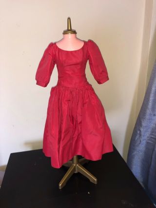 Tagged Rare 1956 Red Madame Alexander 20 " Cissy Puffed Sleeve Taffeta Dress