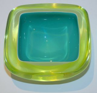 Vintage Glass Geode Bowl Italian Murano Triple Sommerso 1960s