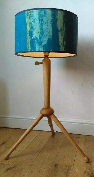 Vintage Mid Century Beechwood Tripod Floor Lamp