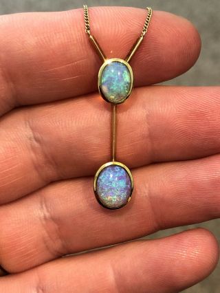 Delicate Vintage Gold And Opal Necklace.