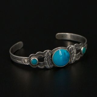 Vtg Sterling Silver - Navajo Fred Harvey Era Turquoise 6 " Cuff Bracelet - 11g