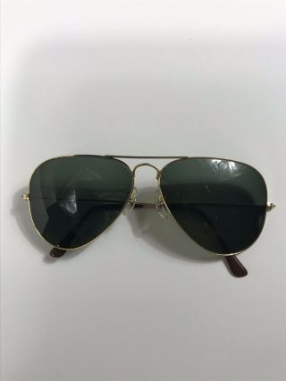Vintage Bausch & Lomb Ray Ban Sunglasses Green Aviators 60s - 70s 58 - 14