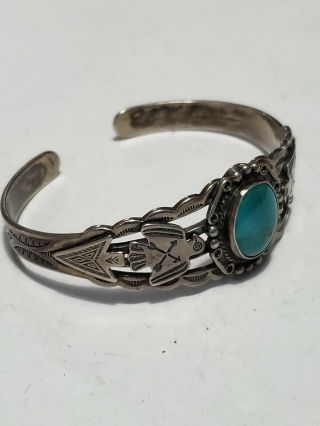 3 Vintage Navajo Native Sterling Silver Turquoise Coral Cuff Bracelets 7