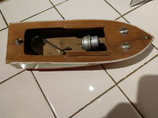 Vtg Japan Toy Wooden Boat With Outboard Motor Battery Operated,  Boat 4