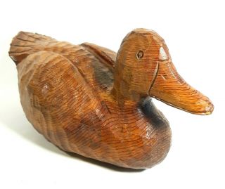 Vintage Handcrafted Carved Wooden Duck By R.  Gallagher And Family Woodcarvers