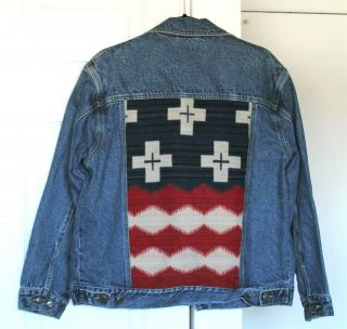 Pendleton Mens L Vtg Inset Blanket Back Usa Made Patriotic Denim Jean Jacket