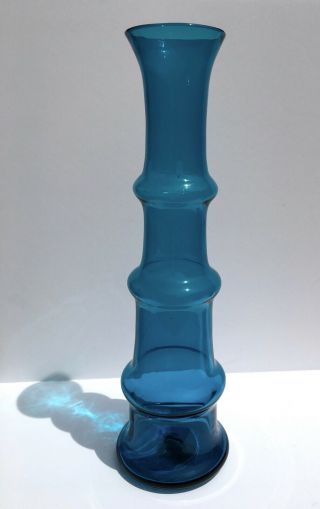 Rare Blenko Wayne Husted 5716 Art Glass Vase 20 " Teal 1957 Mid Century Modern