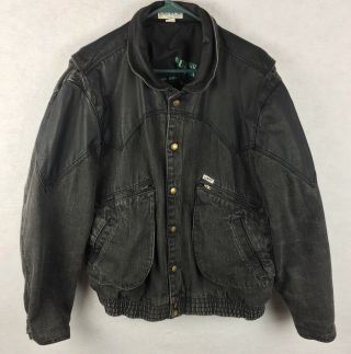 Vtg Guess Georges Marciano Mens Denim Leather Jacket Black 1980’s Size Large L