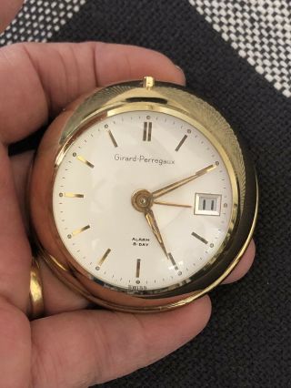Vintage Girard Perregaux 8 - Day Alarm Clock Swiss Made PARTS/REPAIR 6