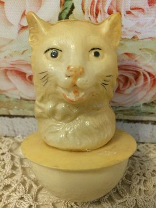 Antique Vintage Celluloid Roly Poly Cat Baby Toy 1920 