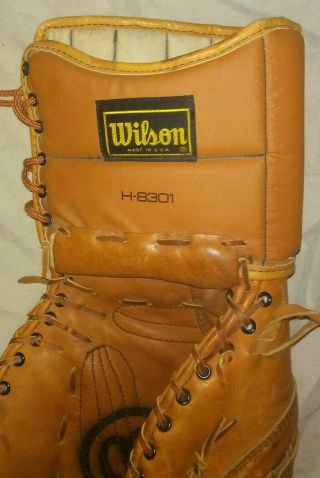 Wilson H - 8301 Vintage Double Leather Hockey Goalie Catching Glove USA 2
