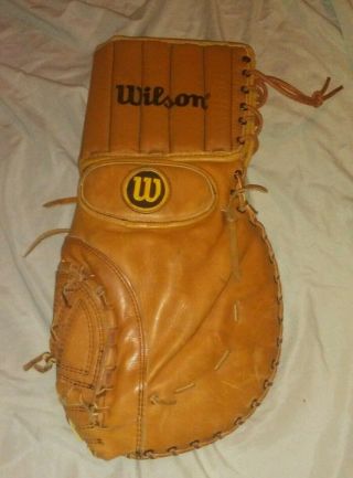 Wilson H - 8301 Vintage Double Leather Hockey Goalie Catching Glove USA 6