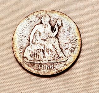1866 Seated Liberty Dime - Very Rare Low Mintage Coin