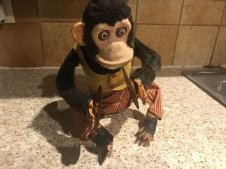 Vintage 60s Jolly Chimp Cymbal Playing Toy Clapping Monkey Mechanical