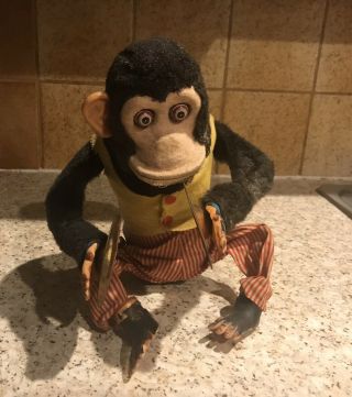 Vintage 60s Jolly Chimp Cymbal Playing Toy Clapping Monkey Mechanical 8