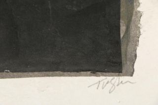 Rare John Tuska Mixed Media Watercolor Tissue Abstract Painting Signed 7