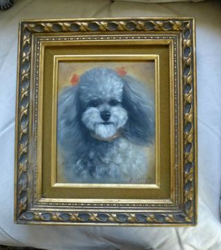 Vintage Pet Poodle Dog Oil Painting Pet Art Painting Dog Portrait