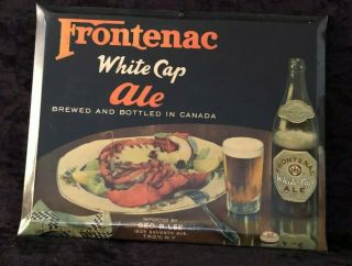 Vintage Frontenac White Cap Ale Sign (b14)