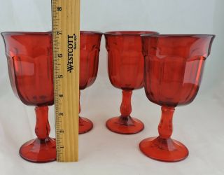 VINTAGE DEEP RUBY RED WINE/WATER GLASS SET 4 STEMWARE BARWARE DRINKWARE 3