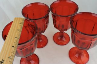 VINTAGE DEEP RUBY RED WINE/WATER GLASS SET 4 STEMWARE BARWARE DRINKWARE 4