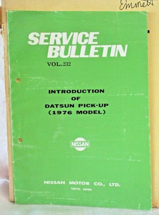 Vintage Datsun Model 521 & 3 Pick - Up Service Manuals & 3 Service Bulletins 4