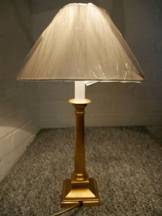 Vintage Classic Brass Column Desk/table Lamp With White Coolie Shade.