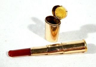Antique 14k Gold Cigarette Holder In Case Pendant Charm Star H&h Hallmark