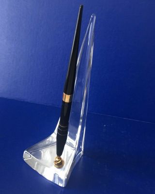 Pen Holder Daum France Crystal Art Deco Trylon Crystal with Pen Rare 2