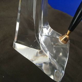 Pen Holder Daum France Crystal Art Deco Trylon Crystal with Pen Rare 9