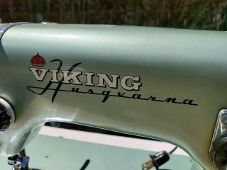 Vintage Green Viking Husqvarna - Type 51 E - Sewing Machine RARE UNIT Great 5