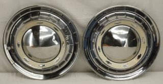 2 Vintage 1955 Chevrolet Oem Nomad Belair 15 " Hubcaps W White Band Chevy Logo