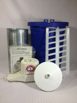 Vintage 6 Qt Rival Model 8605 Ice Cream & Yogurt Maker/freezer - Blue Tub