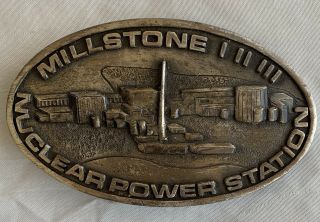 Millstone Nuclear Power Station Belt Buckle Vintage 1983 Northeast Utilities