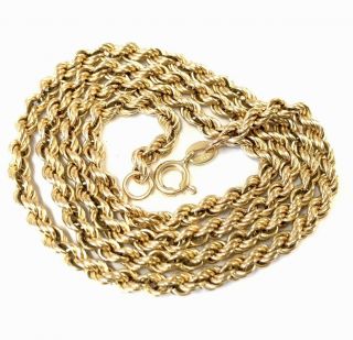 Vintage 9ct Gold Rope Chain Necklace 19 Inches Long Gift Boxed