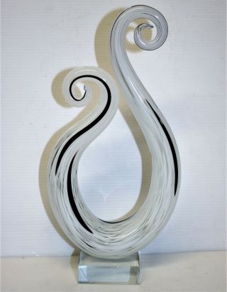 Vintage Murano Filigrana Art Glass Sculpture Love Knot By Dino Martens 10in