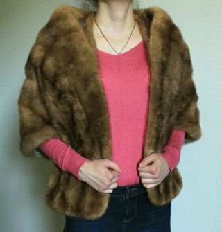 Vintage Mink Fur Stole Cape Shawl Wrap Bridal Cover Coat Jacket Collar not sable 2
