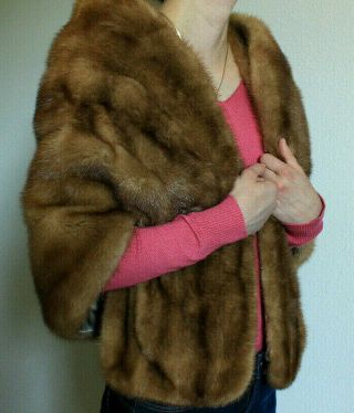 Vintage Mink Fur Stole Cape Shawl Wrap Bridal Cover Coat Jacket Collar not sable 3