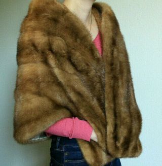 Vintage Mink Fur Stole Cape Shawl Wrap Bridal Cover Coat Jacket Collar not sable 4