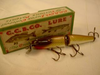 Vintage Old Fishing Lure 2604ccb Creek Chub Jointed Pikie 704 Box Wood Ge Golden
