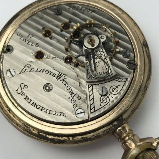 Illinois Watch Co.  Springfield 17 Jewel Pocket Watch 18s 20 Years Case,  C 1915 3