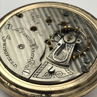 Illinois Watch Co.  Springfield 17 Jewel Pocket Watch 18s 20 Years Case,  C 1915 4