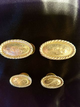 Vintage Vogt Mexico Sterling Silver Etched Concho Set Spur Bridle Chaps Saddle