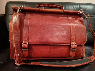 Vintage Wilsons Brown Leather Messenger Bag Briefcase Satchel Distressed